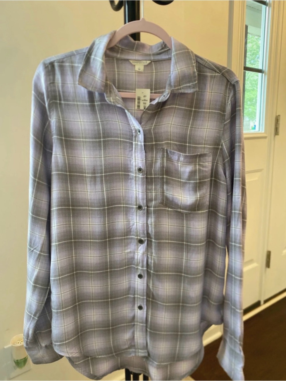Aeropostale Lavender Plaid Button-Down Shirt
